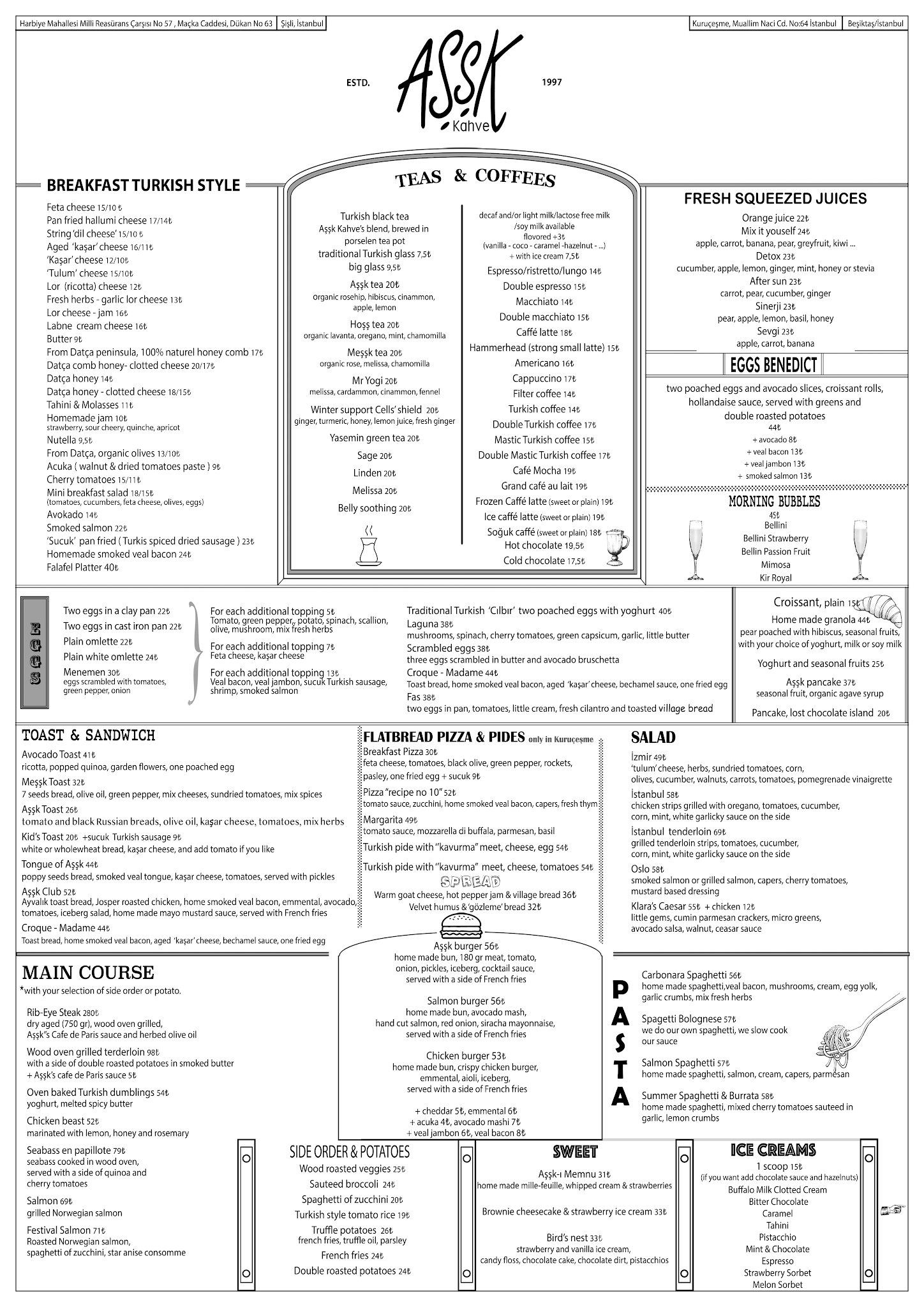 MENU Aşşk Kahve