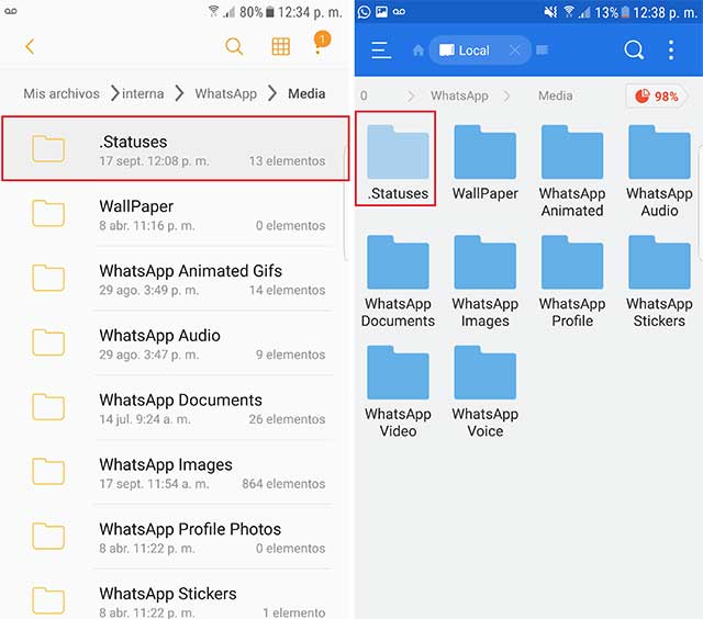 carpeta .Statuses en whatsapp carpeta .Statuses en whatsapp