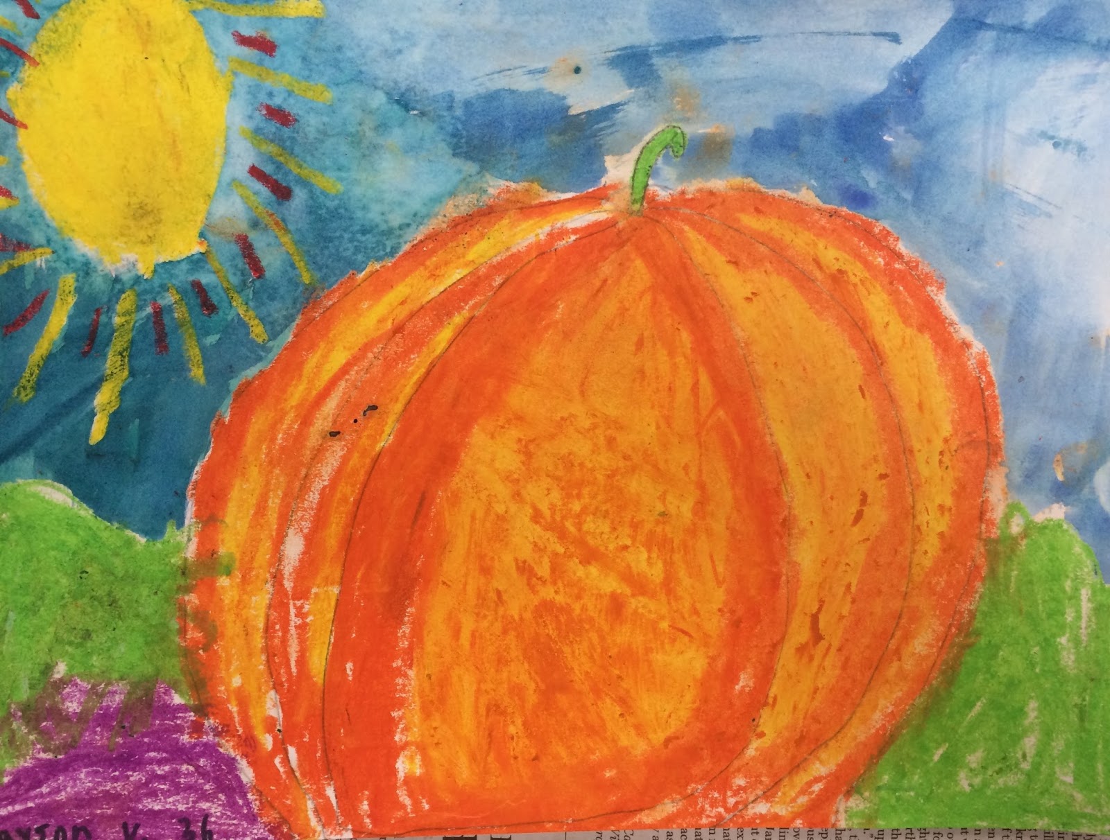 Elmwood's Art Studio Oil Pastel Resist Paintings
