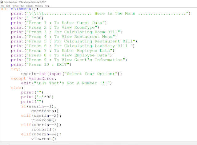 Hotel Management using Python and MySQL
