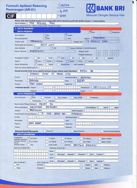 formulir pembukaan rekening bri