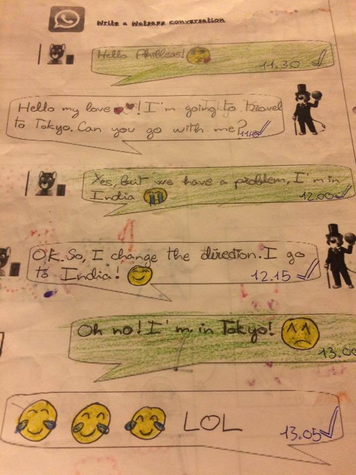 OUR ENGLISH CLASS Writing Whatsapp