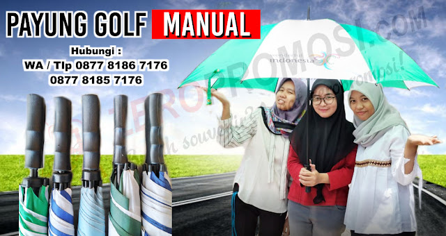 Payung Golf Manual, Souvenir Payung golf, Payung golf promosi, Payung golf sablon logo