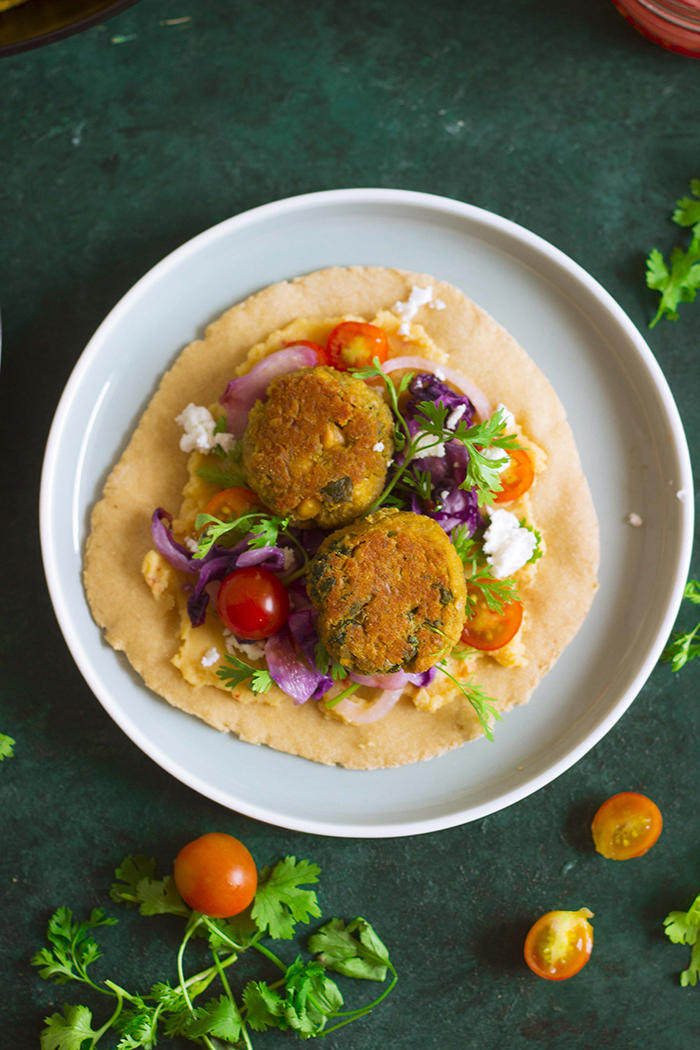 baked chickpea falafel wraps