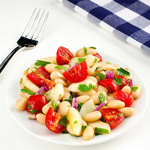 Kitchen Riffs Tomato, Cucumber, and White Bean Salad