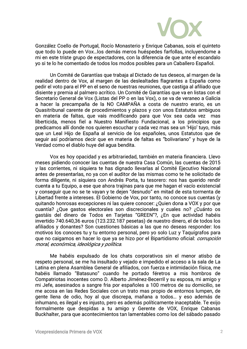 Juan Jara, vicepresidente de VOX, pide la dimisión de Santi Abascal y denuncia la situación interna de VOX  Vox2