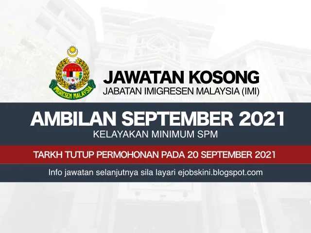 Jawatan Kosong Jabatan Imigresen Malaysia (IMI) 2021