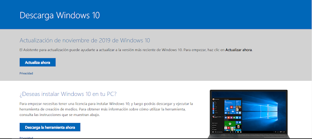 Página de Descarga de Windows 10