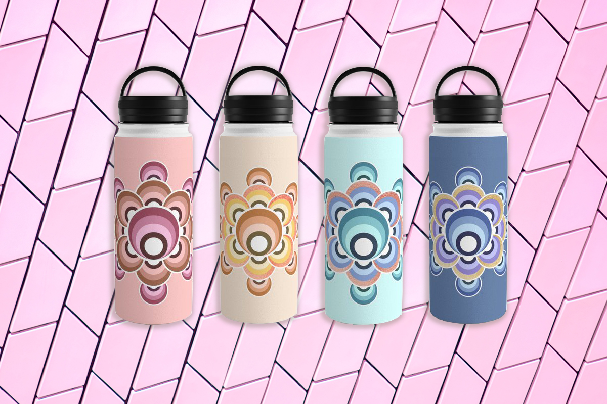 Society6 has launched stainless steel water bottles and you can get them with most of my designs printed on them