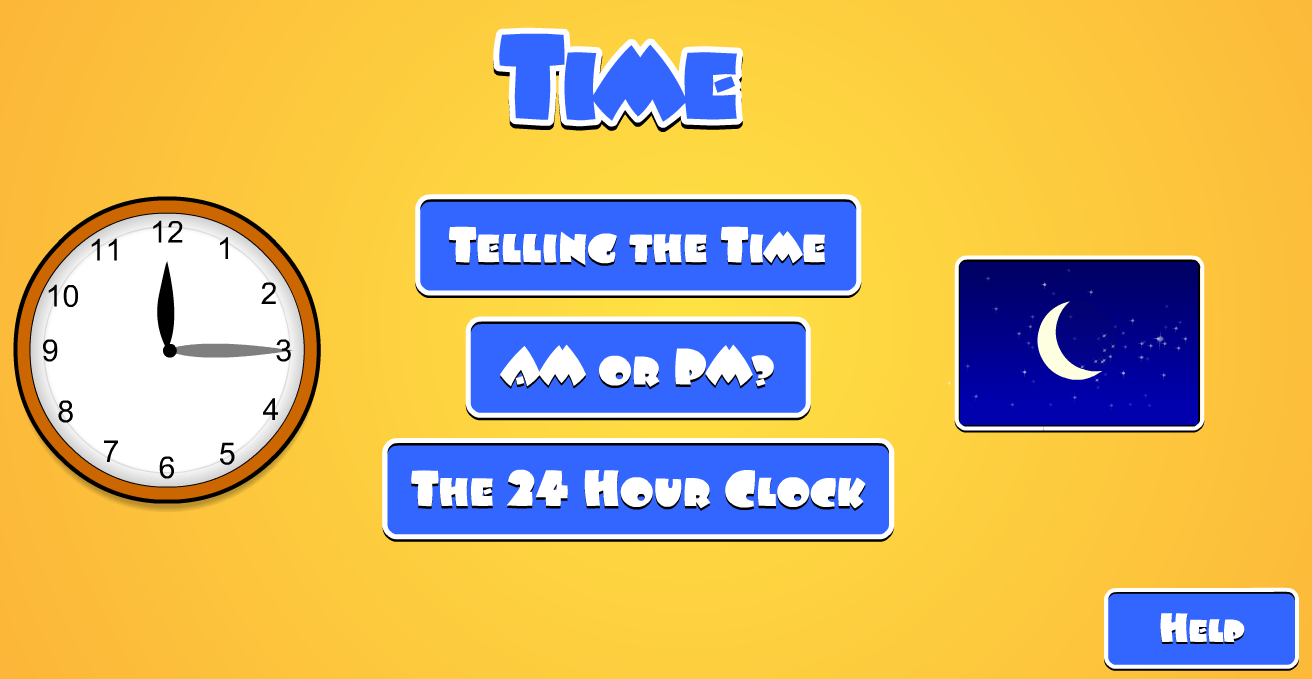 The English Cubby Telling the time games