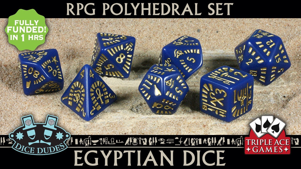 Tabletop Fix Triple Ace Games Polyhedral Dice Set 7 Egyptian Dice
