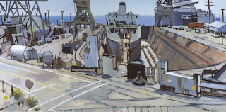 Long Shipyard Drydock, 36 x 72 inches, oil on canvas, 2001, David Dunn