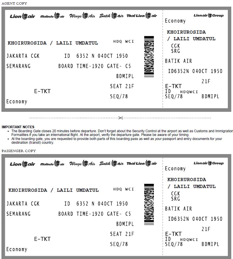 Cara check in online lion air