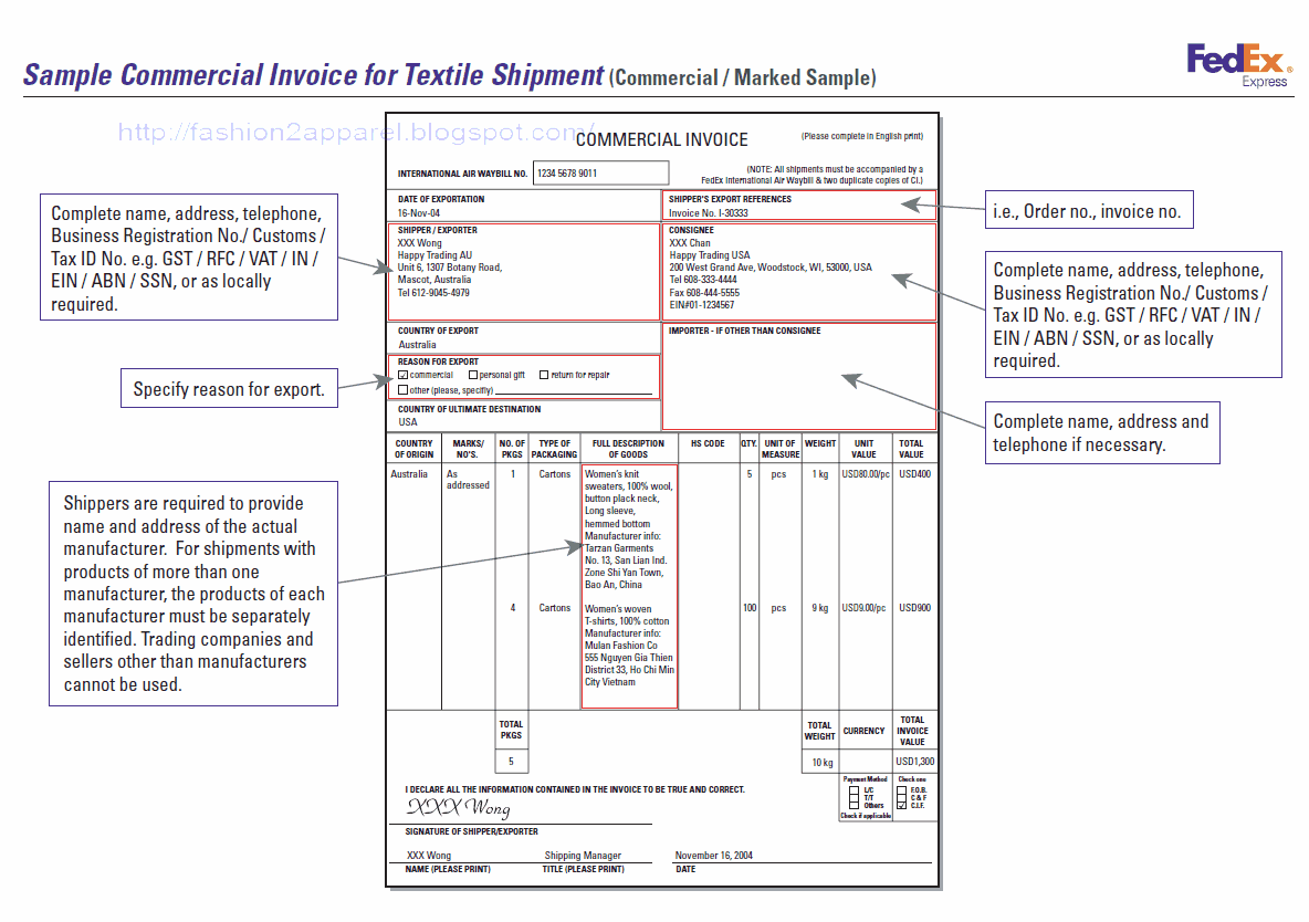 garment export procedure and documentation fashion2apparel commercial invoice for export
