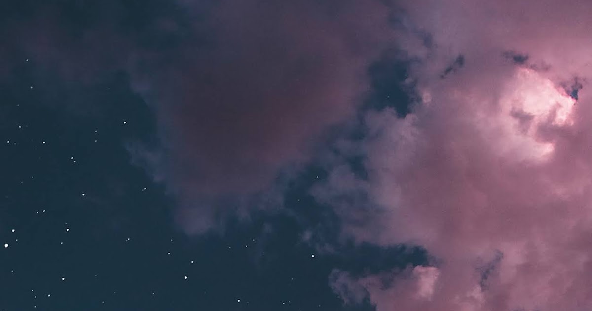 Aesthetic pink clouds in the starry night