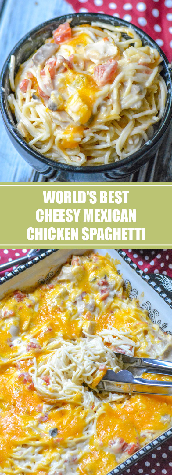 World's Best Cheesy Mexican Chicken Spaghetti spaghetti casserole
