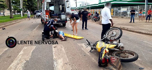 Motociclista fica gravemente ferido ao colidir em caminhonete na Avenida Jorge Teixeira - FOTOS E VÍDEO