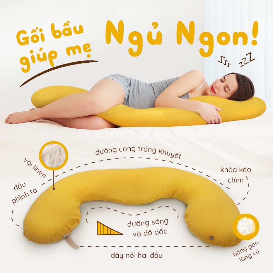 [A159] Chăm sóc tận tâm cho mẹ bầu với gối bầu đậu khuyết của Nhà Đậu