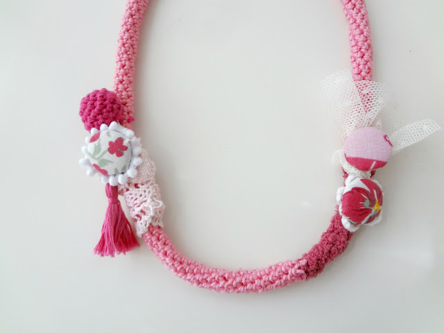 Crochet Necklace with Lace Accents