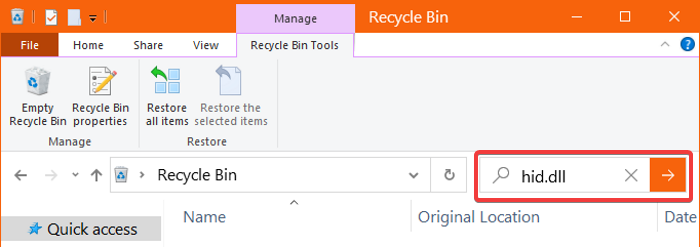 buscar papelera de reciclaje hid dll
