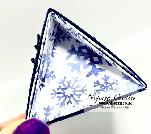 Tutorial For 2" x 2" Triangle Gift Box Using Snowflake Splendour