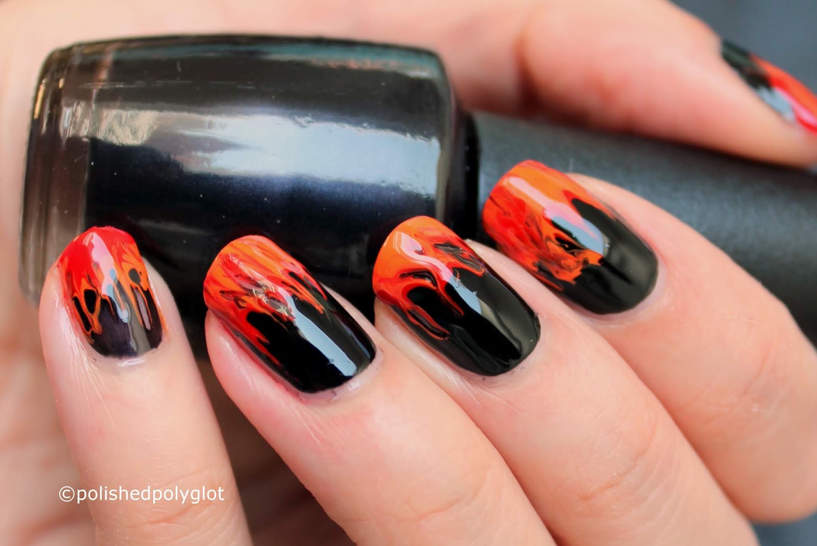 Black and Red Gradient Nail Art - wide 3
