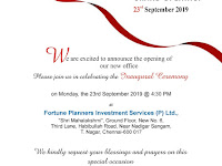 Chennai Based Fortune Planners New Office Opening On 23rd September 2019