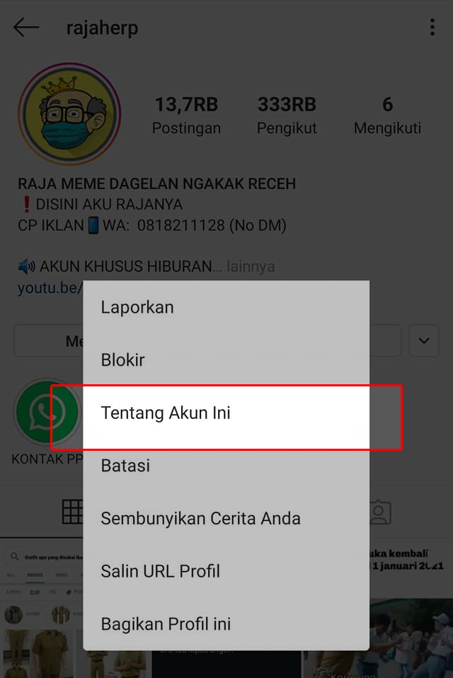 Cara melihat RIWAYAT REPUTASI SEBUAH AKUN INSTAGRAM Jual Beli Akun