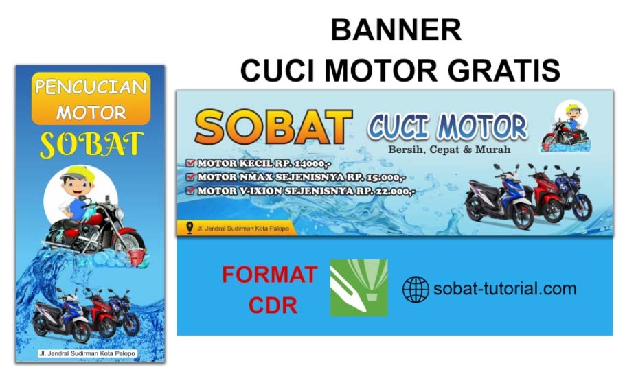 Desain Spanduk Banner Cuci Motor Gratis Format CorelDraw