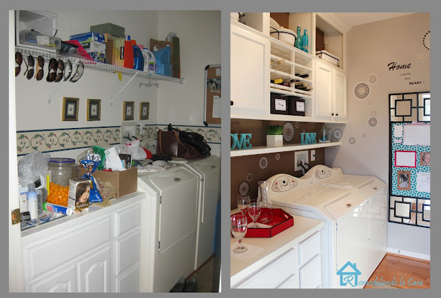 before and after of laundry room makeover