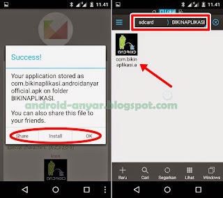 Folder simpan apk Bikin Aplikasi sendiri