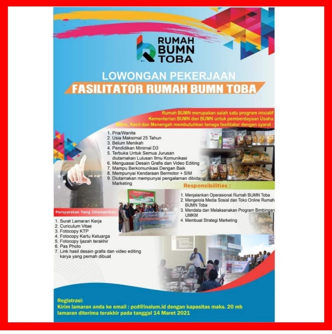 Lowongan Kerja D3 di Rumah BUMN Toba Maret 2021 | Lowongan Kerja Medan