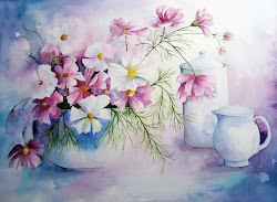 watercolour yvonne harry watercolor cosmos flowers flower pots floral painting vases florals watercolors paper artist still акварель tips sketch