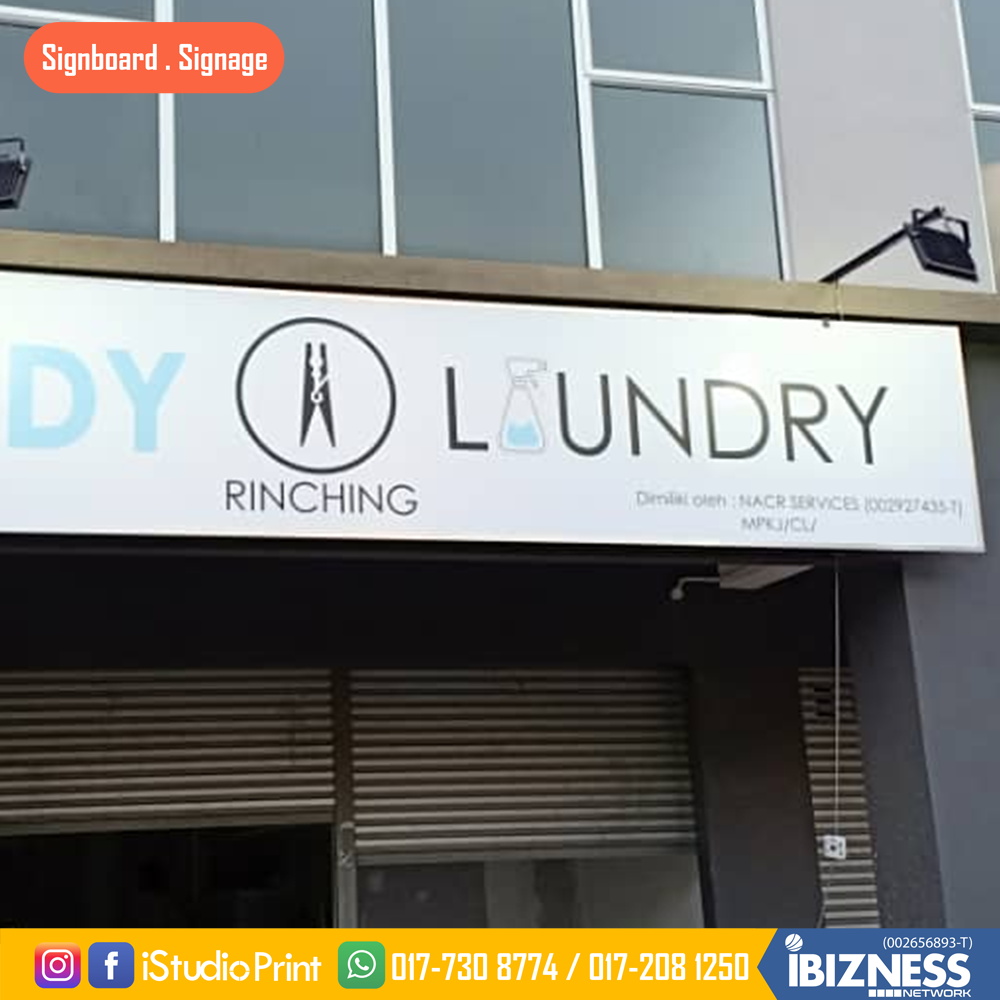 Pemasangan Signboard Kedai Dobi Tidy Laundry, Rinching Semenyih