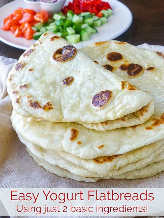 Yogurt Flatbreads. A quick easy recipe for light, fluffy delicious flatbreads using 2 basic ingredients, that you can make in mere minutes.#breadrecipes #sidedishes