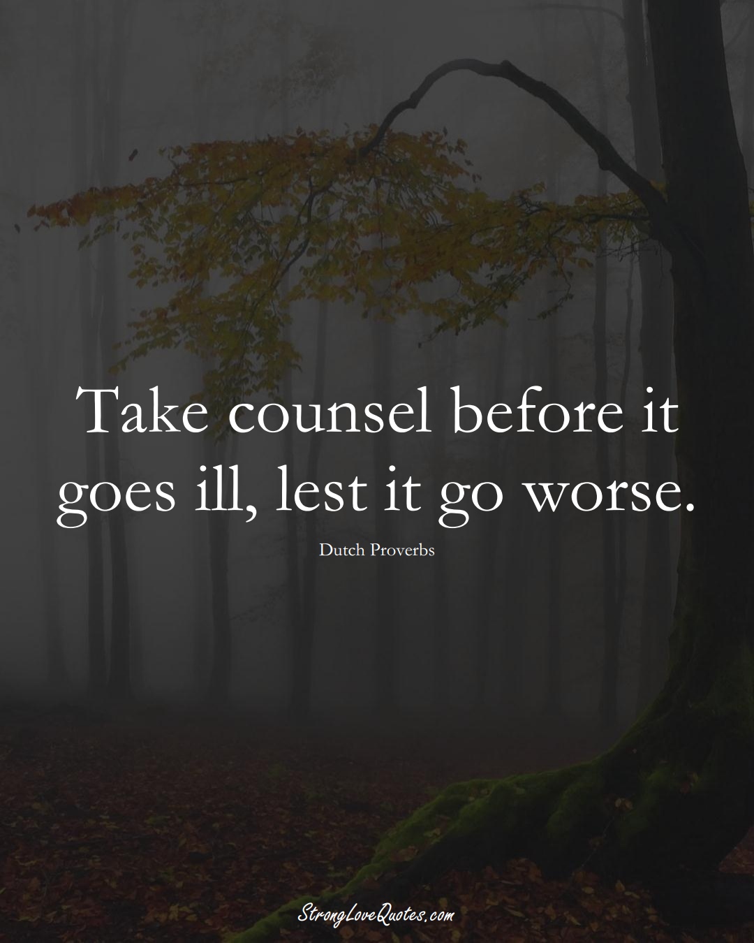 Take counsel before it goes ill, lest it go worse. (Dutch Sayings);  #EuropeanSayings