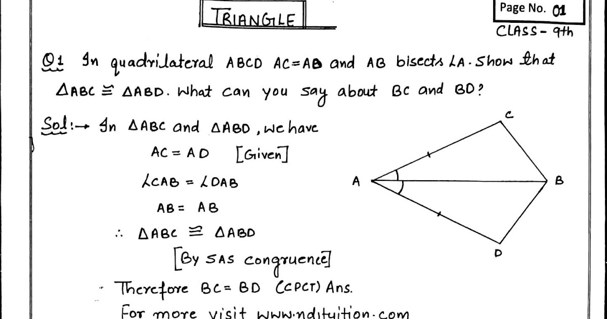 Triangle Handwritten Notes For 9th Math