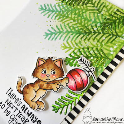 There's Always Next Year Card by Samantha Mann for Newton's Nook Designs, Christmas, Cards, handmade Cards, Kitten, Tree, Deco Foil #newtonsnook #christmas #cards #decofoil