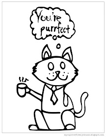 free cat coloring page You are purrfect