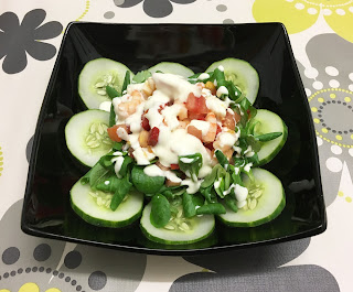 Salad with cucumber and prawns