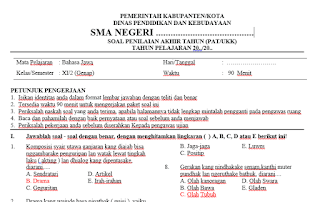 Download Lengkap Soal dan Kunci Jawaban PAT Bahasa Sunda Kelas 11 Kurikulum 2013