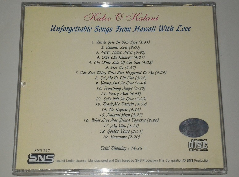 CD Kaleo O Kalani Songs From Hawaii With Love GUDANG