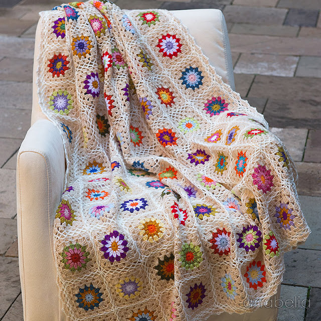 Sofa-sized crochet square blanket by Anabelia Craft Design