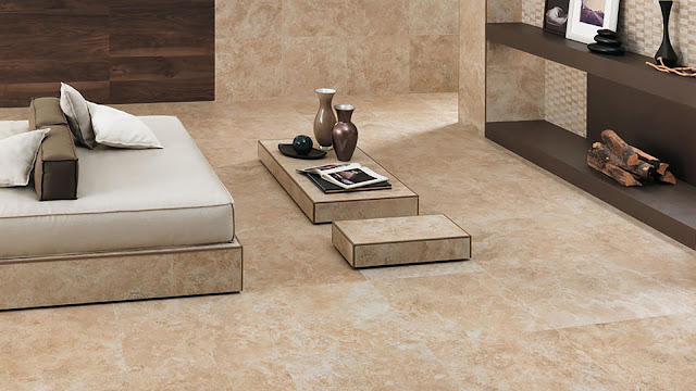 Floor tiles design for living room SUNROCK collection in Countryside Mansion