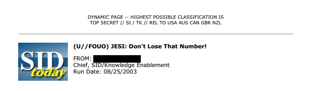 Header of an NSA SIDToday newsletter