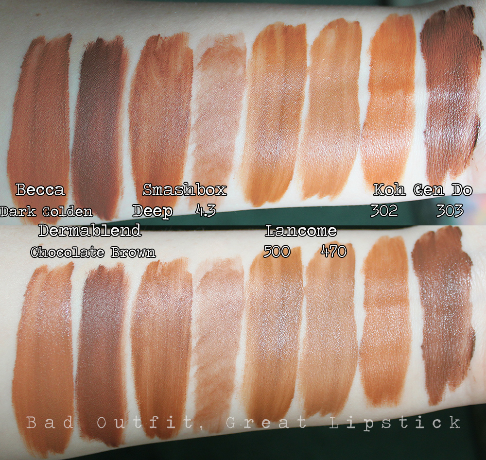 Bad Outfit, Great Lipstick: A New Slew o' Foundation and Concealer Swatches
