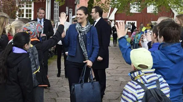 Crown Princess Victoria of Sweden, Crown Prince Daniel of Sweden and and their daughter Princess Estelle of Sweden visited a school in Smedby outside Kalmar 