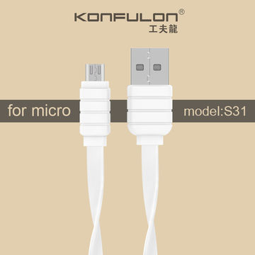 Câble USB Konfulon Maroc (V8) Micro S31 Fast charge (2.1A/1.2m) très bonne qualité chargement rapide