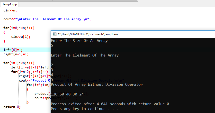 C++ Program To Product Array Such That Product Is Equal To The Product ...