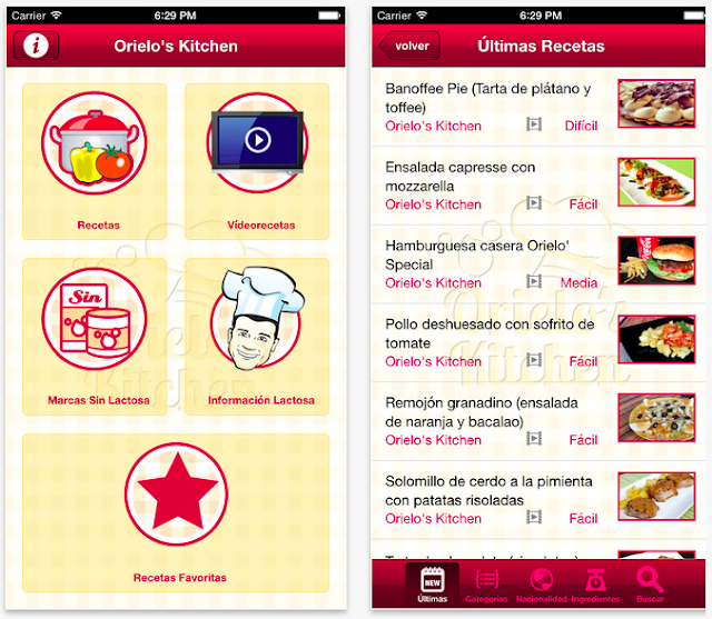 Chef Orielo. App recetas sin lactosa